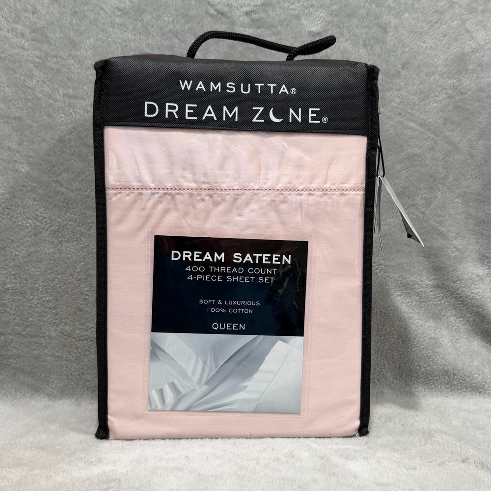 Wamsutta Dream Zone Dream Sateen Queen Sheet Set 400 Thread Count Light Pink NWT